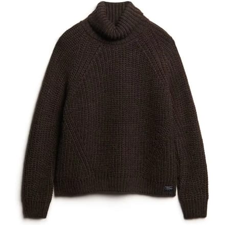 Superdry - Wijdvallende gebreide coltrui met stiksels - Dames - Sweaters