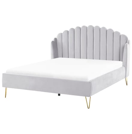 AMBILLOU - Tweepersoonsbed - Lichtgrijs - 160 x 200 cm - Fluweel