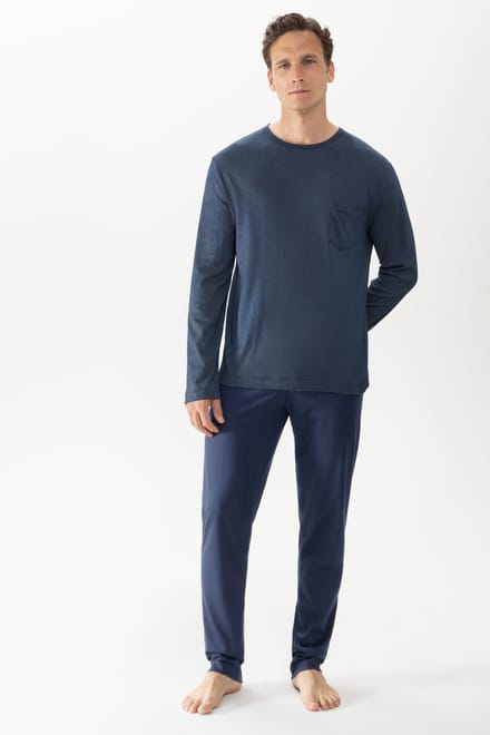 Mey heren pyjama Bennison - blauw heel fijn gestreept