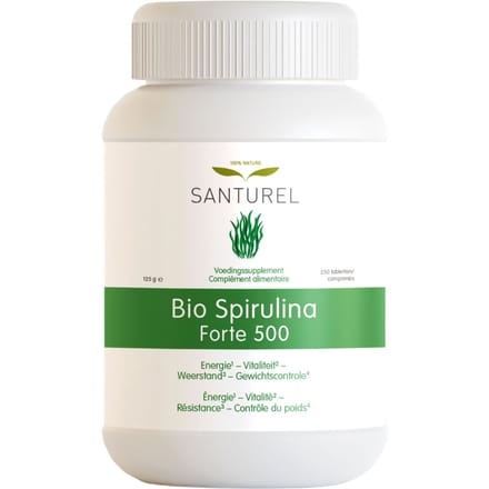 Santurel Bio-Spirulina Forte 500 – Energie, Vitaliteit & Weerstand 250 Tabletten