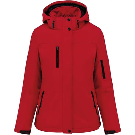 Kariban Gewatteerde softshell damesparka met capuchon K651 - Red - L
