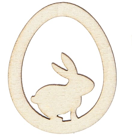 Paasdecoraties voor knutselen, konijnenei, natuurlijk hout, 4 cm, 72 s