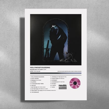 Post Malone - Metalen Poster 30x40cm - Hollywood's Bleeding