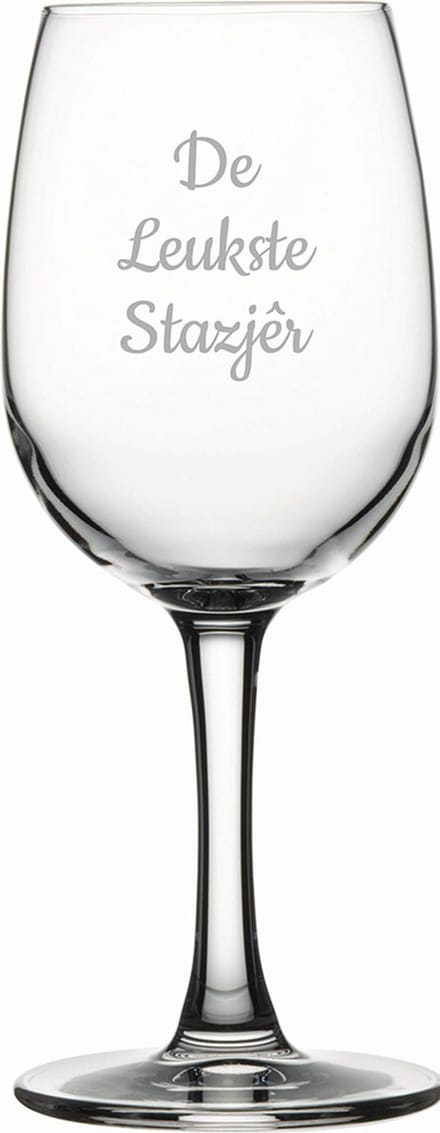 Gegraveerde witte wijnglas 26cl De Leukste Stazjêr