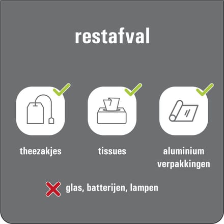 Rest afval bord - kunststof 300 x 300 mm