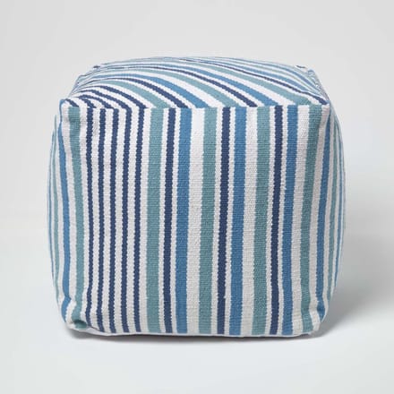 Homescapes Designer Kruk Poef Kubus Selam aqua wit - S