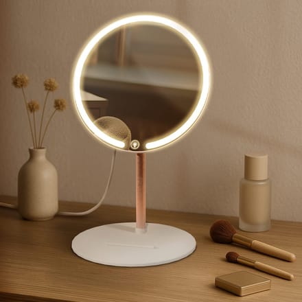 CLP Streep Make up spiegel - met verlichting - staan - klein - USB-C aansluiting incl. kabel - dimbaar LED - wit