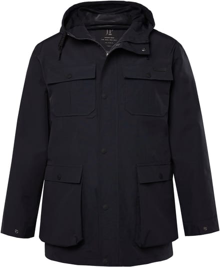 JP 1880 - Heren - Regenjas waterdicht capuchon blinde rits - Navy blauw - Maat L