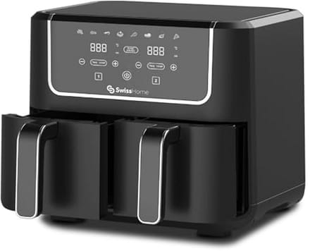 Airfryer met 2 Pannen - Heteluchtfriteuse - Lekker Koken - 8 Programma's - 6 Liter - Zilver