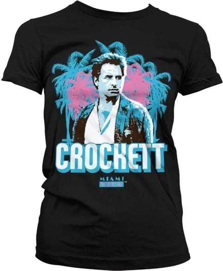 Miami Vice Crockett Palms Girly T-shirt voor dames, zwart