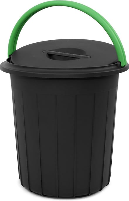 Ronde groene afvalemmer met deksel 25 liter