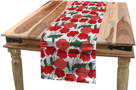 ABAKUHAUS Klaproos-tafelloper – Rechthoekig 40×180 cm – koraal/groen
