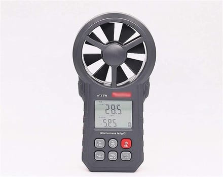 Digitale Anemometer - Windsnelheid meter - Weergegevens verzamelen - Meet temperatuur en vochtigheid - 1000 Gram - Grijs