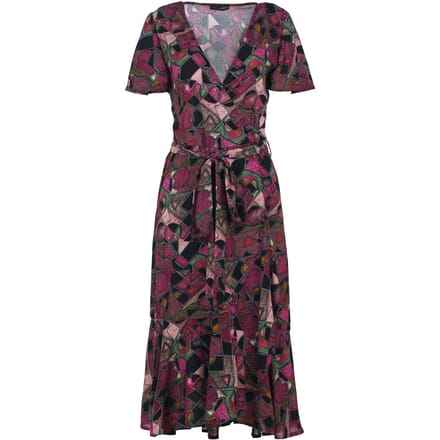 Geometrische allure viscose midi-jurk