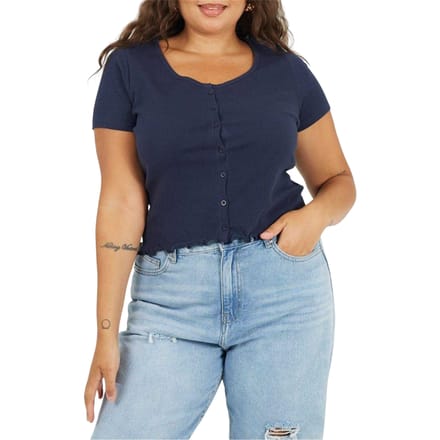 Brave Soul Dames/Dames Geribd Plus T-shirt (Marine)