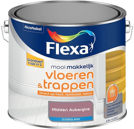 Flexa - Mooi Makkelijk Vloeren & Trappen Zijdeglans - Midden Aubergine - Mengverf - 2,5 L