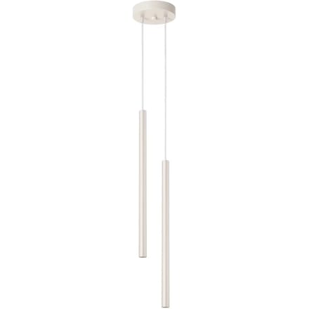Hanglamp PASTELO 2 met 2 slanke buiskappen - Sollux Lighting - IP20 - Beige staal behuizing - 15 x 15 x 114 cm - 2 x G9 LED, exclusief lichtbron - 2 x 8 W - Moderne hanglamp voor hal, gang en keuken