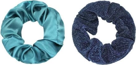 Scrunchie set van 2 | Blauw en glitter