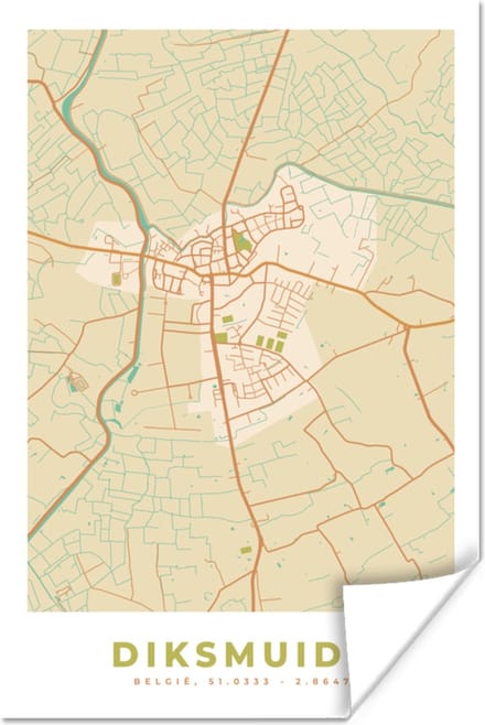 Poster Stadskaart - Diksmuide - Kaart - België - Plattegrond - 40x60 cm