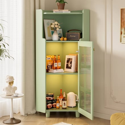 Groene Hoekkast - 63,5 x 124 cm - LED Verlichting - App-besturing - MDF - Groen