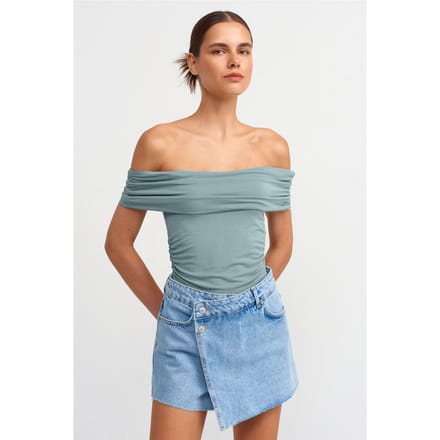 Schoudervrij Slim Fit Jersey Blouse