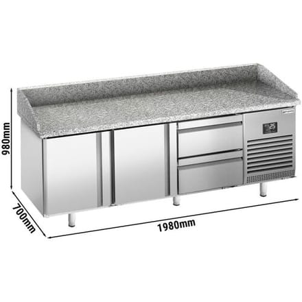 GGM Gastro Pizzakühltisch Premium PLUS - 1980x700mm - mit 2 Türen & 2 Schubladen