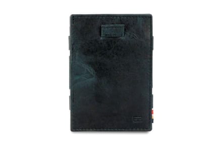 Garzini Magic Wallet Cavare met Card Sleeve en Muntvak RFID Leder Brushed Zwart