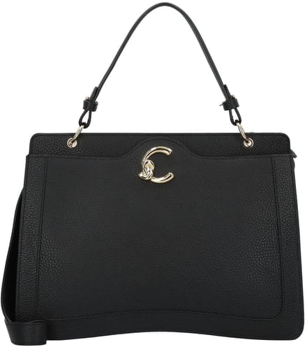 COCCINELLE Leren handtas schoudertas C-Me Handbag Grained Leather Noir zwart