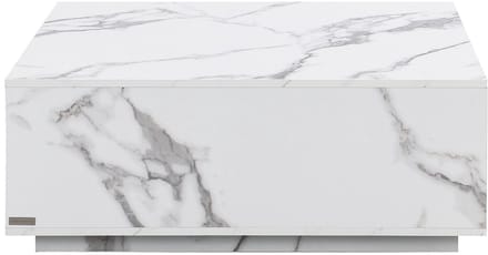 Vente-unique Salontafel met 2 lades van MDF - Wit marmereffect - ANTRIM