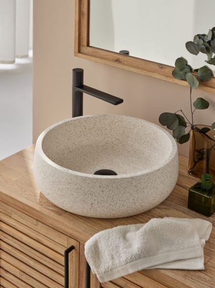 Terrazzo waskom rond wit 39x39x14 cm - Montessa