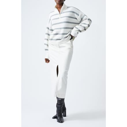 French Connection Vhari Half Knit Jumper Su White/mid Grey Me Taglia: L | Maglioni a maglia Outlet | Donna | Grigio