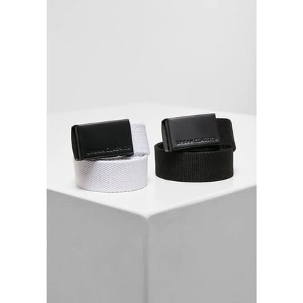 Urban Classics - 2pack Kinder Canvas riem - Zwart/Wit