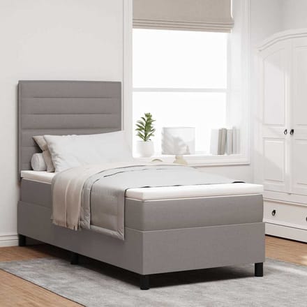 vidaXL - Boxspring - bed - met - hoofdeinde - Taupe - 100 - x - 200 - cm - Stof