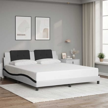 vidaXL - Bedframe - zonder - matras - "Zadar" - kunstleer - wit - en - zwart - 180x200 - cm
