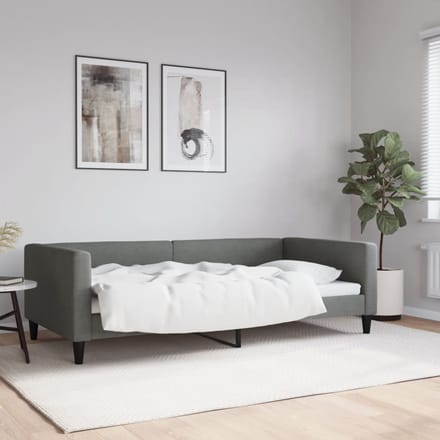 vidaXL - Slaapbank - 100x200 - cm - stof - donkergrijs