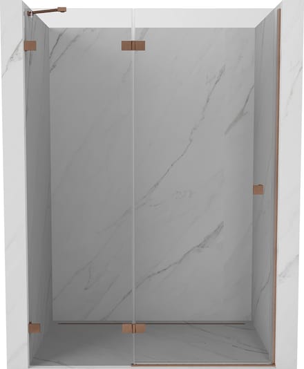 Mexen Lunar draaideur voor douche links 140 , transparant, geborsteld koper - 834-140-000-65-00-L