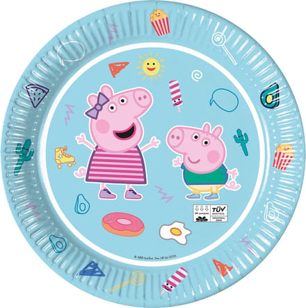 Vegaoo - 8 Peppa Pig borden 23 cm blauw