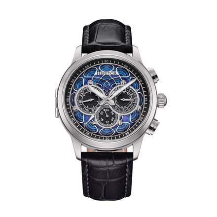 Heritor Automatic Apostle horloge met leren band en dag-/datumaanduiding - zilver/zwart