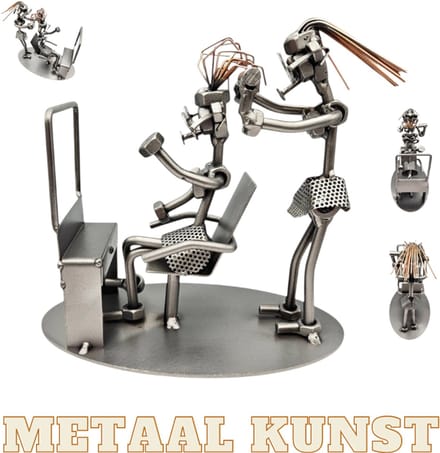Kapster-metaal kunst-metaal beeld-hairstyle-het best cadeau-uniek-sinterklas gift-kerst-geschenk-kapper
