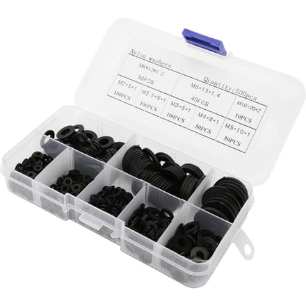 500 stuks/doos Nylon Ringen Set M2 M2.5 M3 M4 M5 M6 M8 M10 Hardware Bevestigingsmiddelen AccessoiresWit