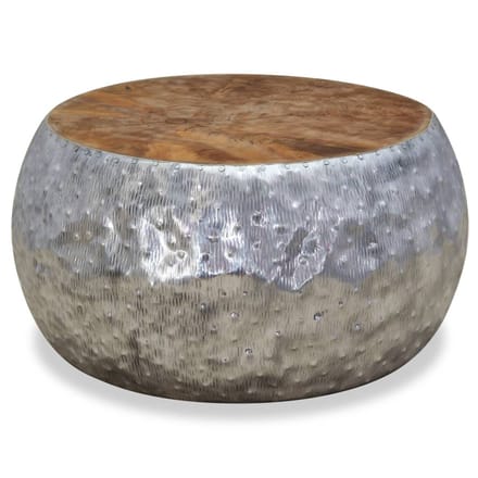vidaXL - Salontafel - 60x60x30 - cm - aluminium - teakhout