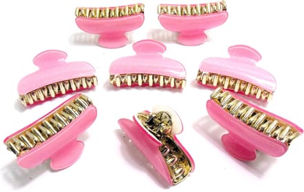 8 glans haarklemmen 7 cm roze
