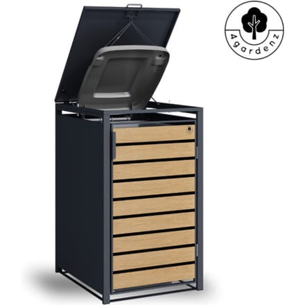 4gardenz ® containerombouw 1 afvalbak kliko ombouw antraciet/bruin