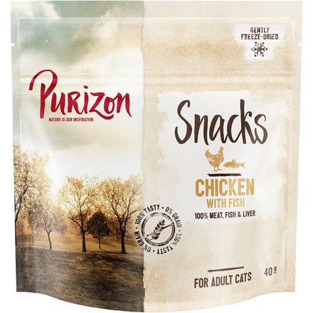 Purizon Original hert met vis - graanvrij Bestel ook snacks: Purizon Snack Kip & Vis - 40 g