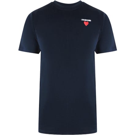 Love Moschino Heren Hart Logo T-Shirt (Marineblauw)