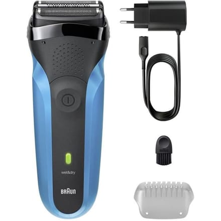 Elektrisch scheerapparaat BRAUN Series 3 - Blauw en zwart - Batterijduur 30 minuten - Snellaadfunctie 5 minuten zwart