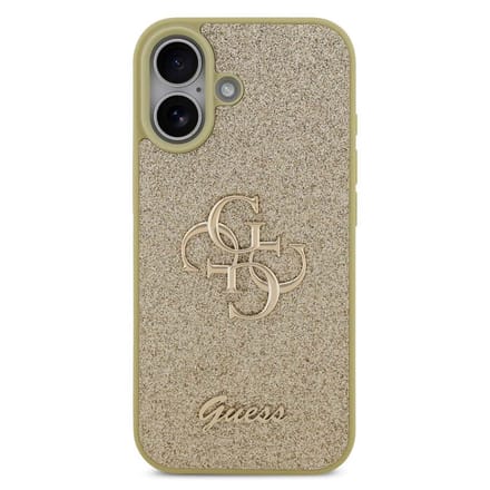 Guess 4G Metal Logo Glitter Backcover voor de Apple iPhone 17 - Goud