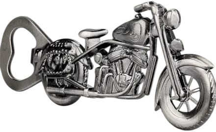 Flesopener Motorfiets ( Kleur: Donker Zilver ) 12.7 x 5.2 cm