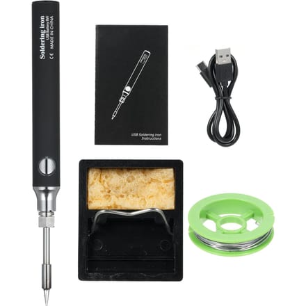 Kit de fer à souder sans fil, mini fer à souder sans fil rechargeable par USB, basse tension portable 5 V noir