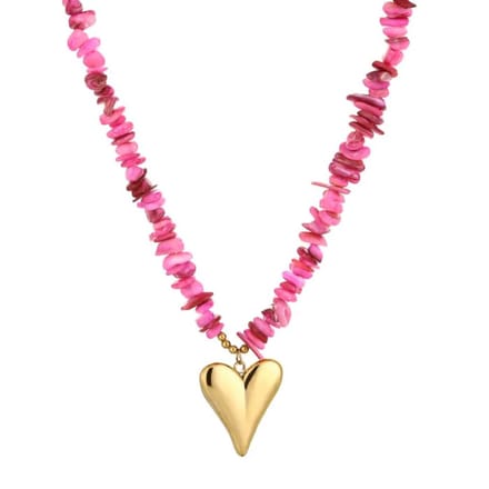 Kralenketting hart fuchsia